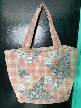 Handmade Pink Patchwork Tote Bag